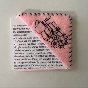 Pink Felt Book Corner Bookmark